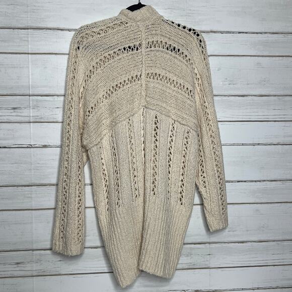 Free People Cable Cardi Knit Cardigan Sweater Ivory Size Small - Picture 4 of 11